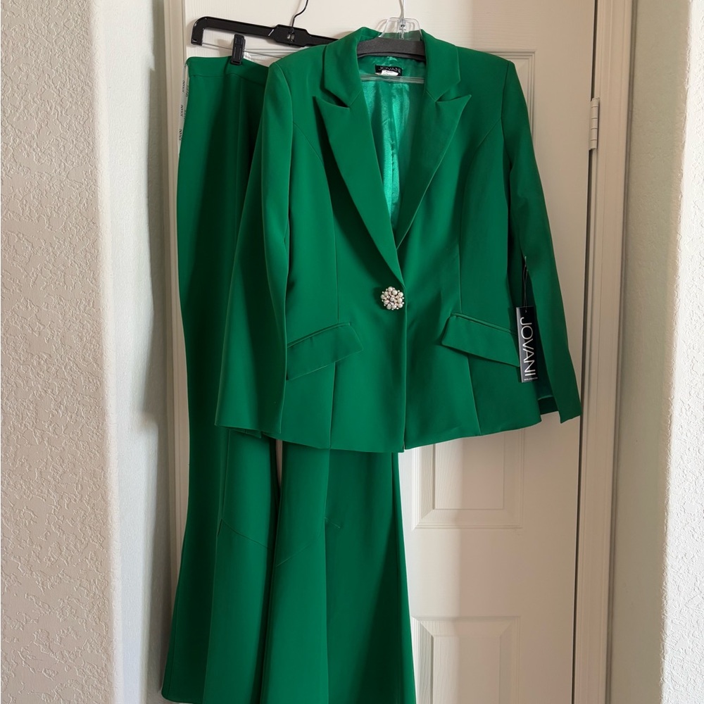 Jovani Green Blazer and Pants Set